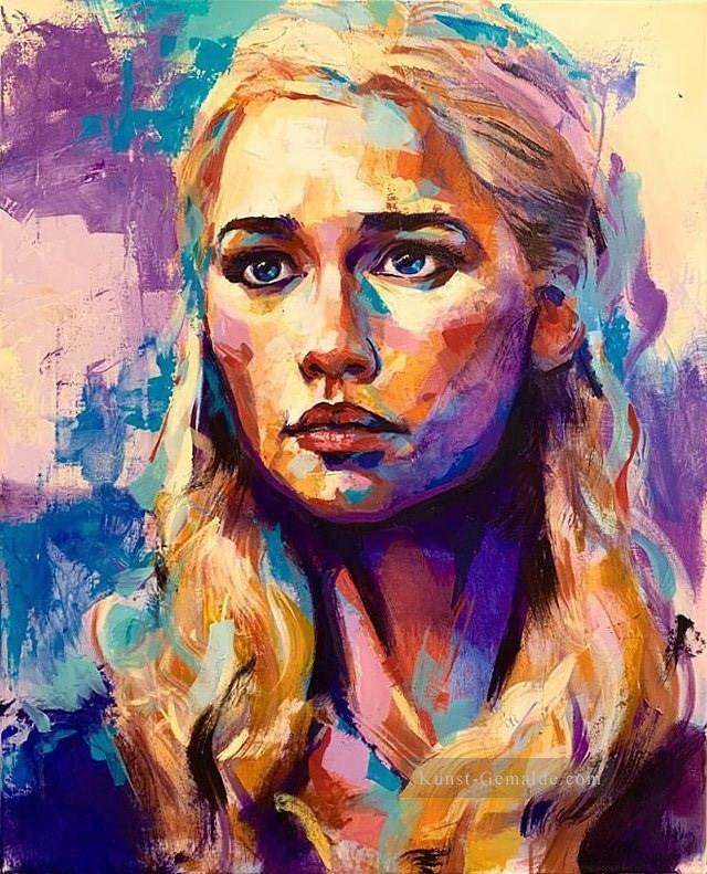 Porträt von Daenerys Targaryen buntes Spiel der Throne Ölgemälde